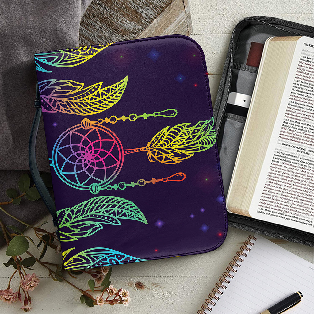 Rainbow Native Dream Catcher Print Leather Bible Cover