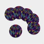 Rainbow Native Dream Catcher Print Leather Coaster Set