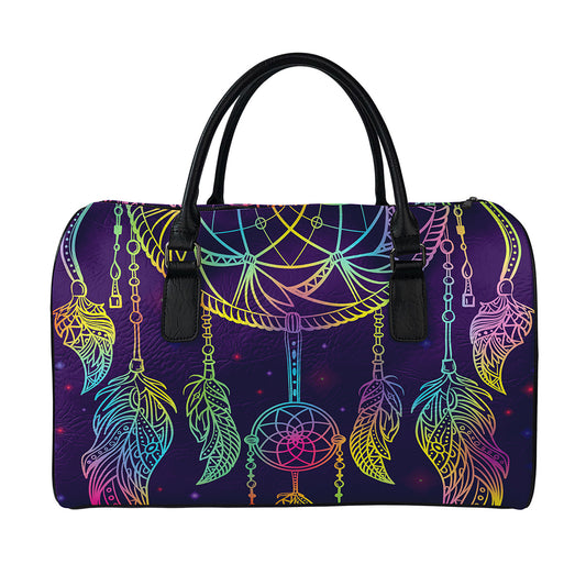 Rainbow Native Dream Catcher Print Leather Duffle Bag