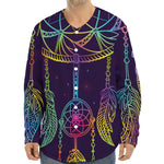 Rainbow Native Dream Catcher Print Long Sleeve Baseball Jersey