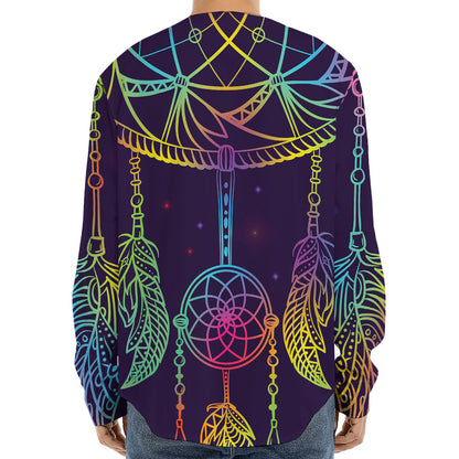 Rainbow Native Dream Catcher Print Long Sleeve Baseball Jersey