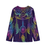 Rainbow Native Dream Catcher Print Long Sleeve Short Coat