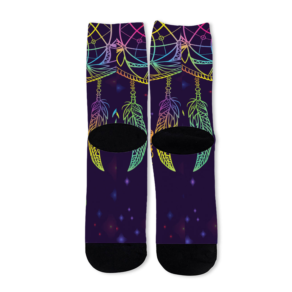 Rainbow Native Dream Catcher Print Long Socks