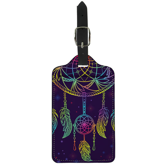 Rainbow Native Dream Catcher Print Luggage Tag