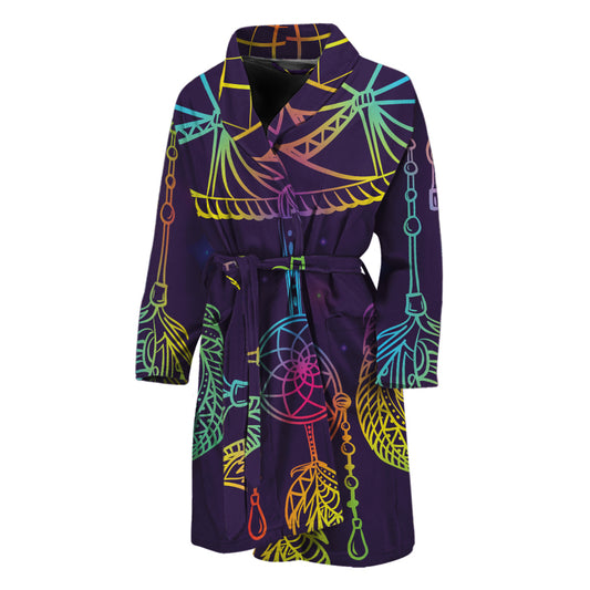 Rainbow Native Dream Catcher Print Men's Bathrobe