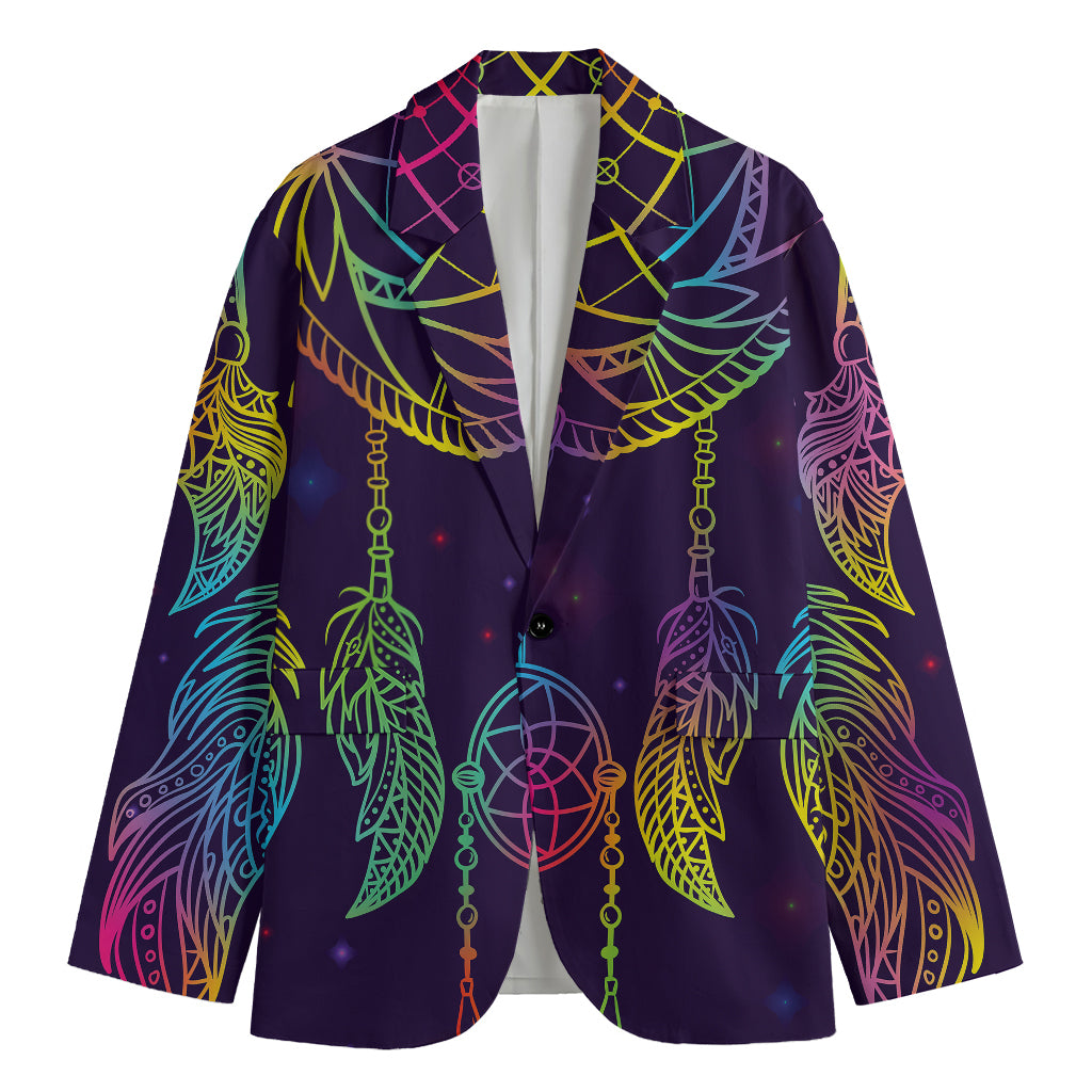 Rainbow Native Dream Catcher Print Men's Blazer
