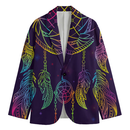 Rainbow Native Dream Catcher Print Men's Blazer