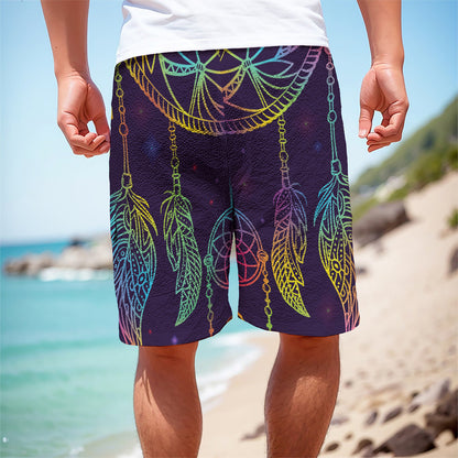 Rainbow Native Dream Catcher Print Men's Cargo Shorts