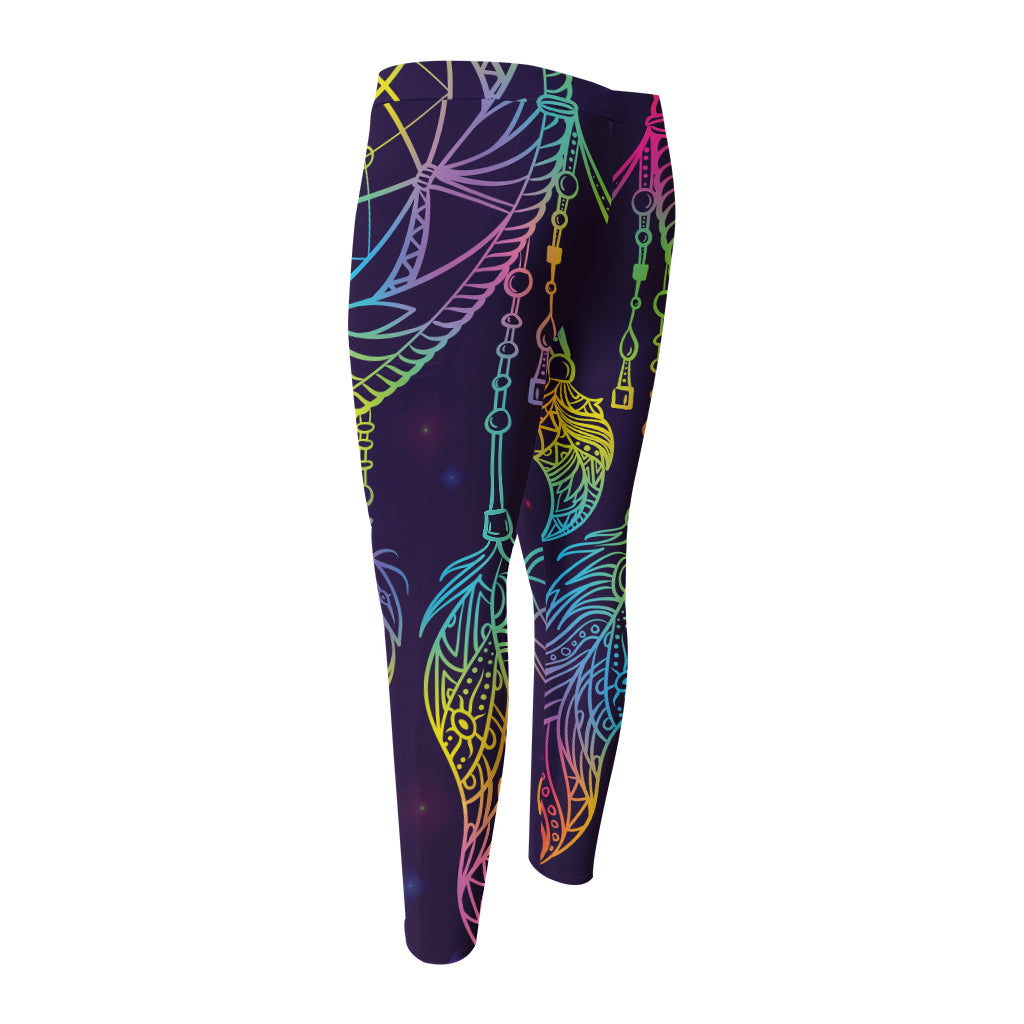 Rainbow Native Dream Catcher Print Men's Compression Pants