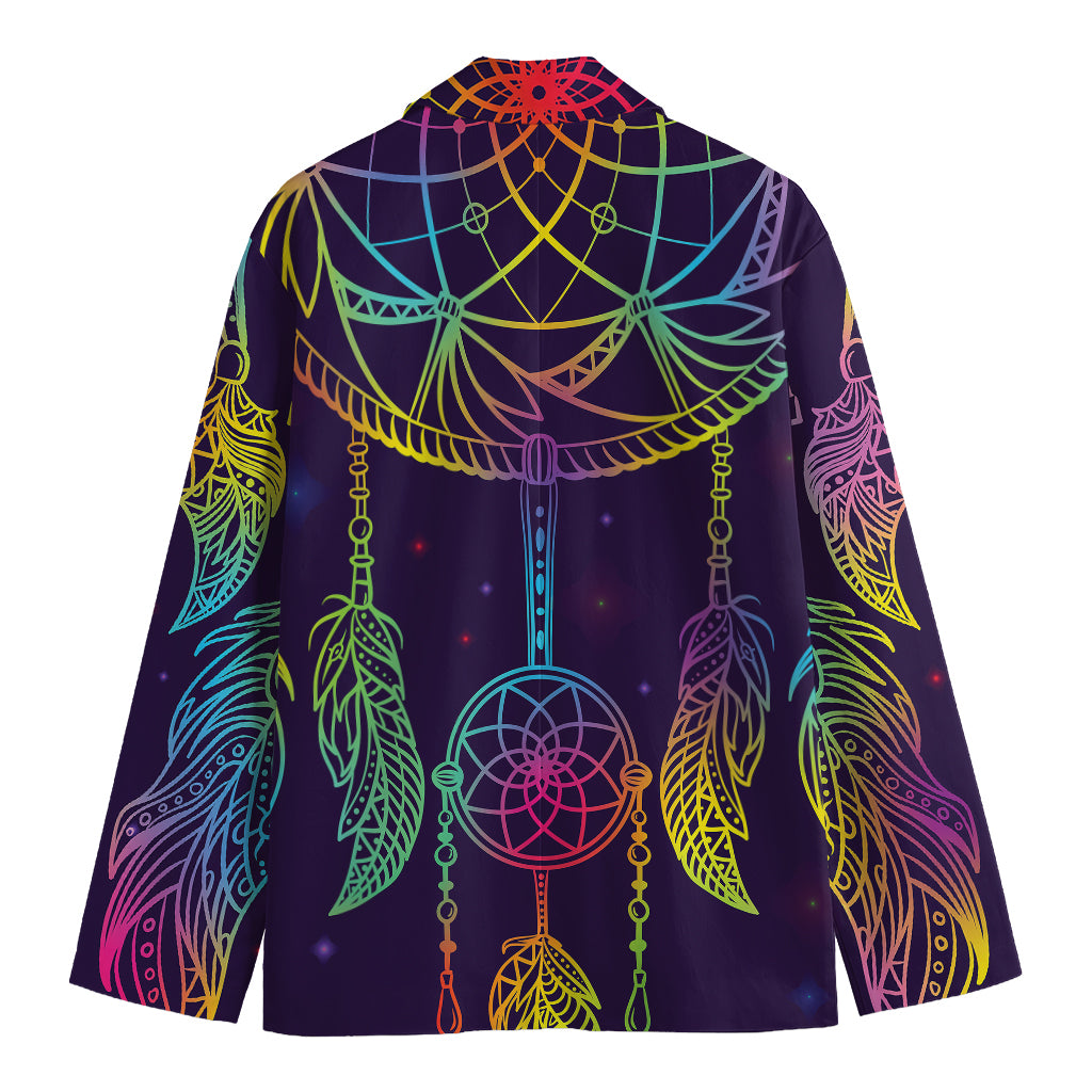 Rainbow Native Dream Catcher Print Men's Cotton Blazer