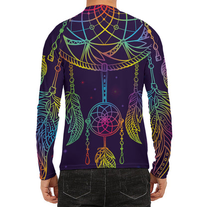 Rainbow Native Dream Catcher Print Men's Long Sleeve Rash Guard