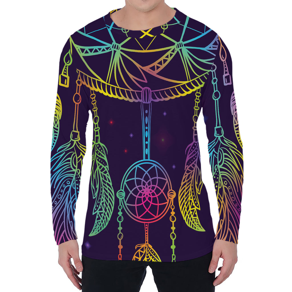Rainbow Native Dream Catcher Print Men's Long Sleeve T-Shirt