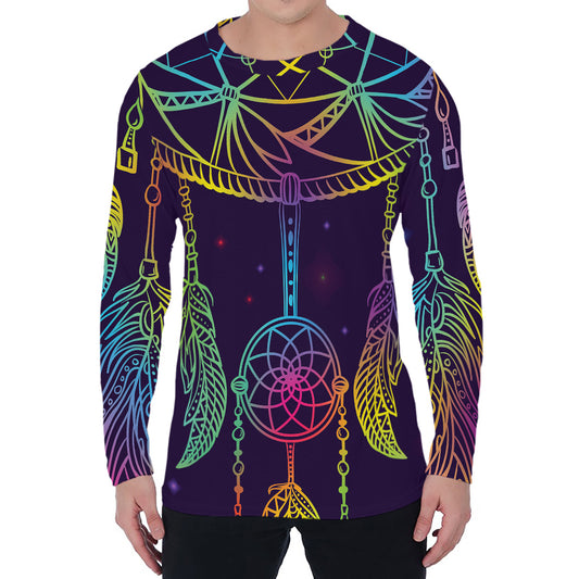 Rainbow Native Dream Catcher Print Men's Long Sleeve T-Shirt