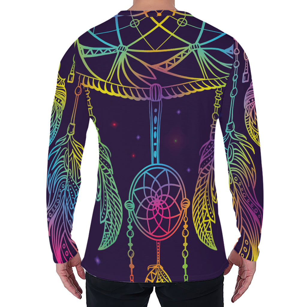 Rainbow Native Dream Catcher Print Men's Long Sleeve T-Shirt