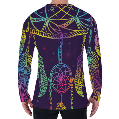 Rainbow Native Dream Catcher Print Men's Long Sleeve T-Shirt