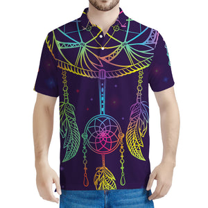 Rainbow Native Dream Catcher Print Men's Polo Shirt