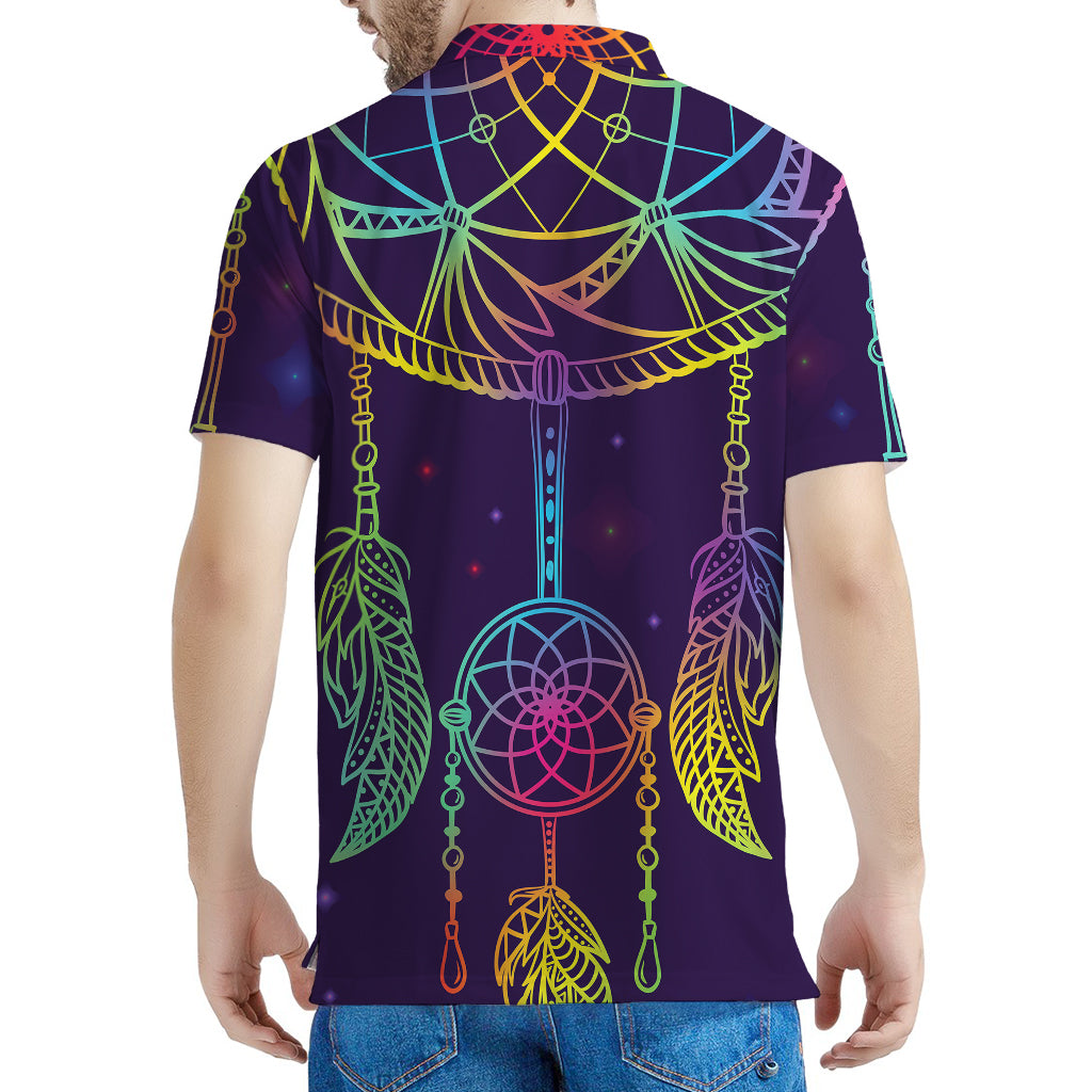 Rainbow Native Dream Catcher Print Men's Polo Shirt