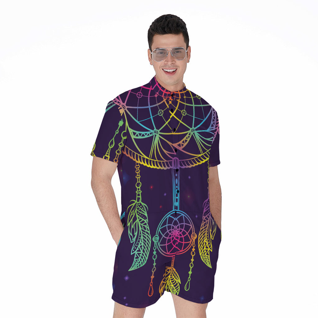 Rainbow Native Dream Catcher Print Men's Rompers