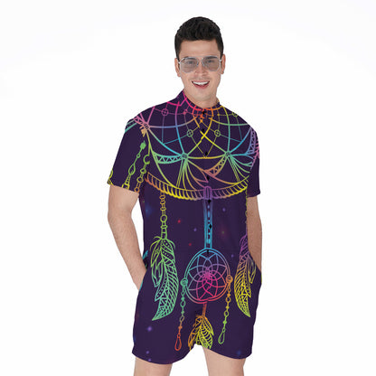Rainbow Native Dream Catcher Print Men's Rompers