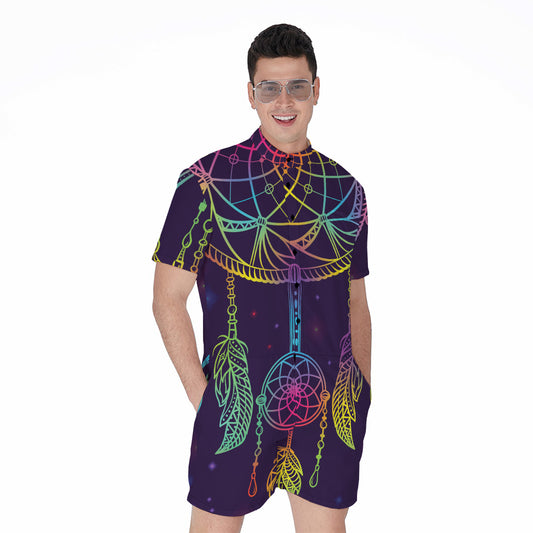 Rainbow Native Dream Catcher Print Men's Rompers