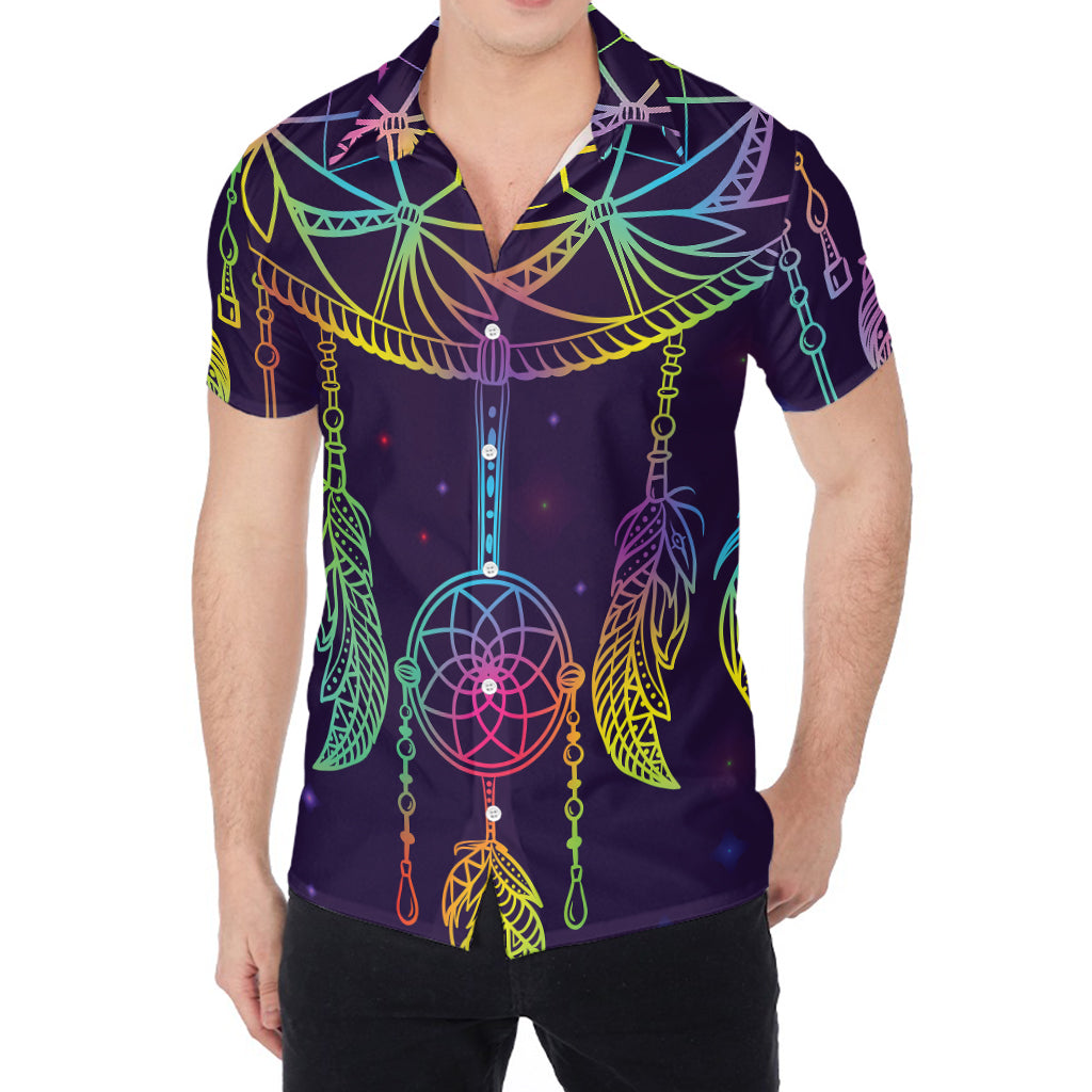 Rainbow Native Dream Catcher Print Men's Shirt