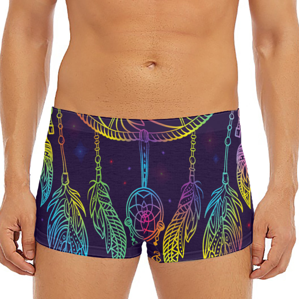 Rainbow Native Dream Catcher Print Men's Short Boxer Briefs