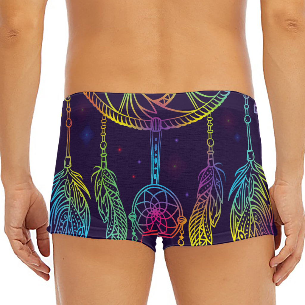 Rainbow Native Dream Catcher Print Men's Short Boxer Briefs