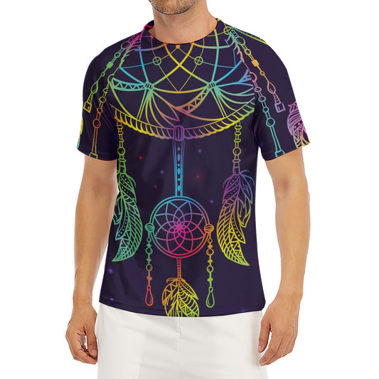 Rainbow Native Dream Catcher Print Men's Short Sleeve Rash Guard