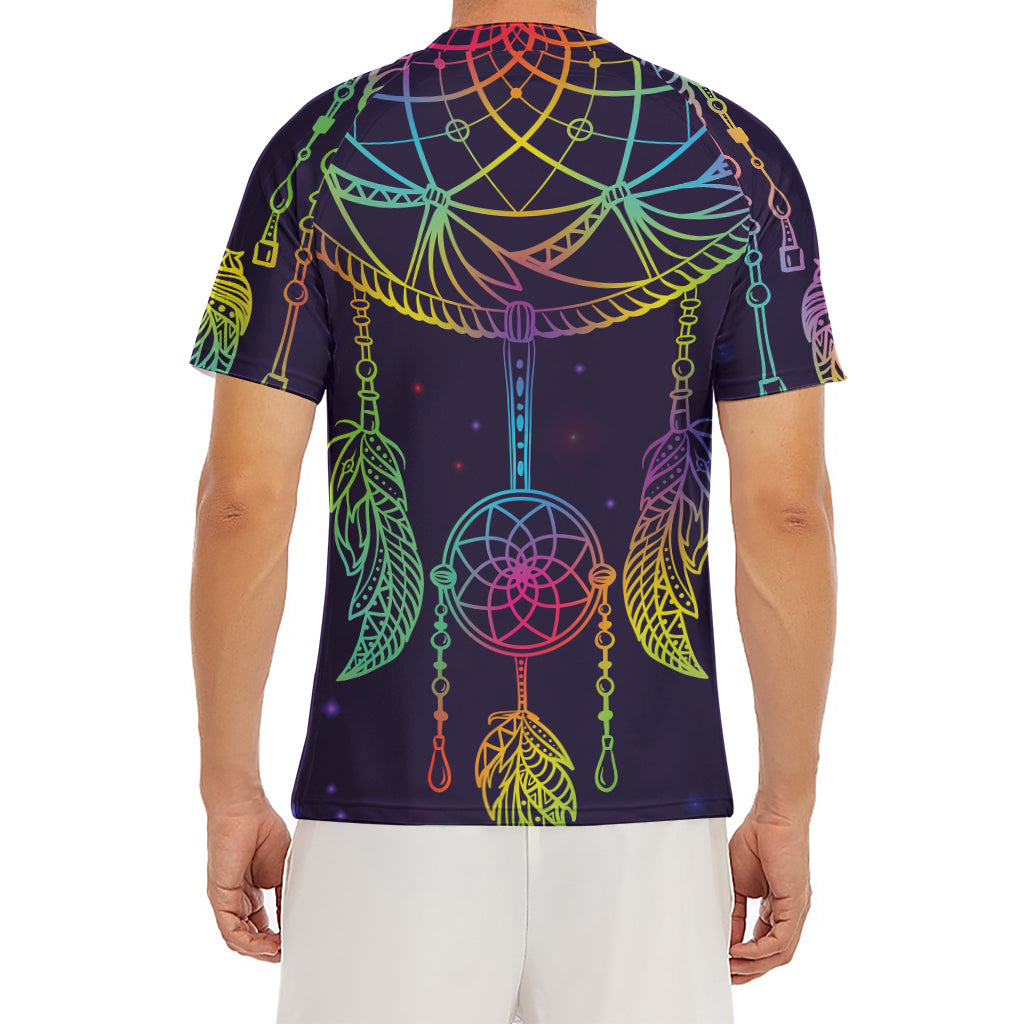 Rainbow Native Dream Catcher Print Men's Short Sleeve Rash Guard