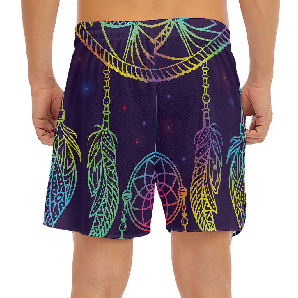 Rainbow Native Dream Catcher Print Men's Split Running Shorts