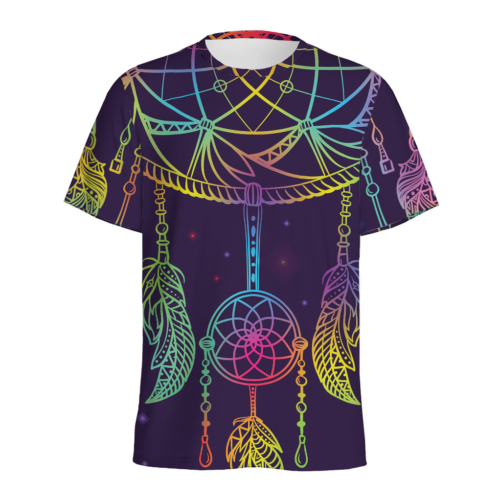 Rainbow Native Dream Catcher Print Men's Sports T-Shirt