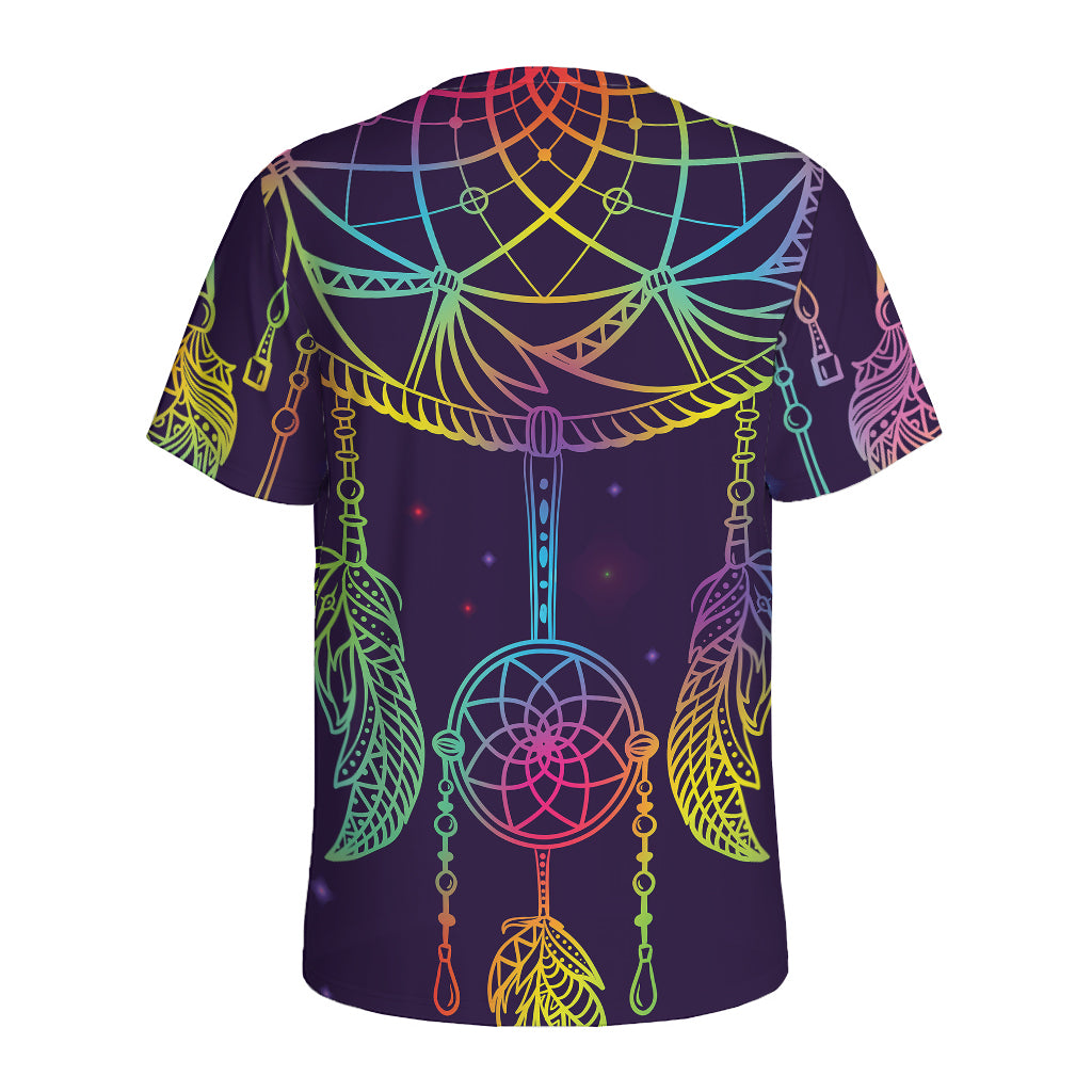 Rainbow Native Dream Catcher Print Men's Sports T-Shirt