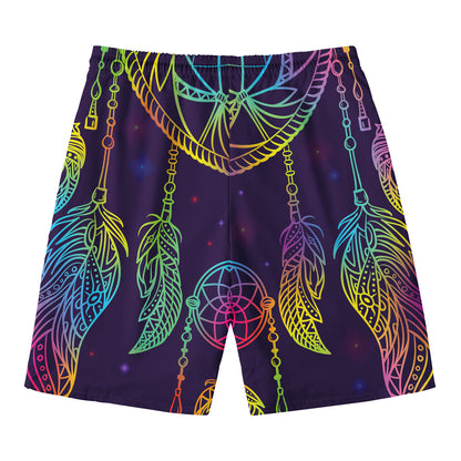 Rainbow Native Dream Catcher Print Men's Swim Trunks