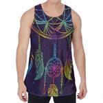 Rainbow Native Dream Catcher Print Men's Velvet Tank Top