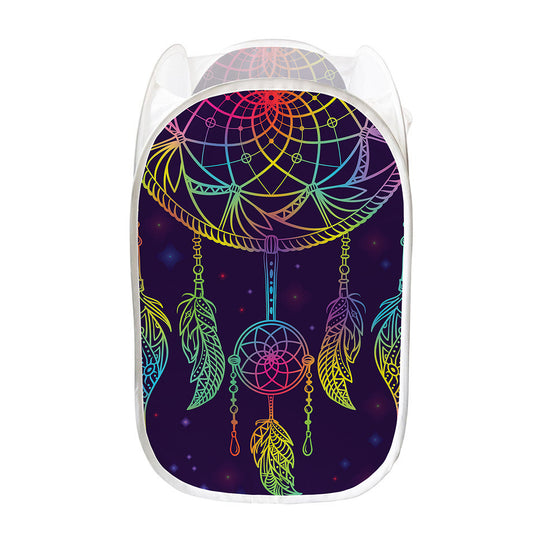 Rainbow Native Dream Catcher Print Mesh Laundry Hamper