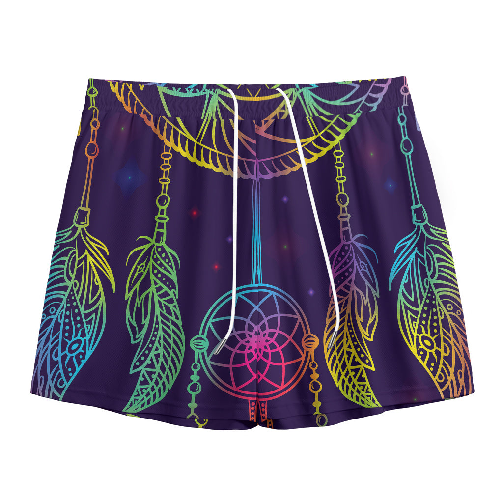 Rainbow Native Dream Catcher Print Mesh Shorts