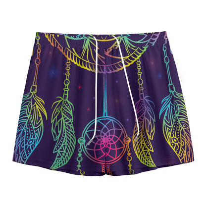 Rainbow Native Dream Catcher Print Mesh Shorts