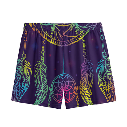 Rainbow Native Dream Catcher Print Mesh Shorts