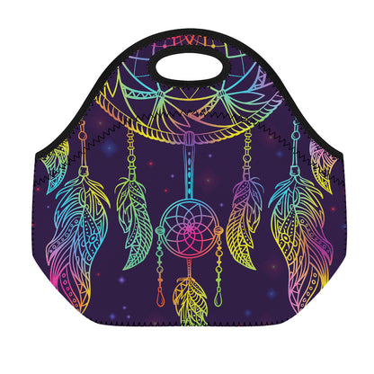 Rainbow Native Dream Catcher Print Neoprene Lunch Bag