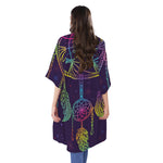 Rainbow Native Dream Catcher Print Open Front Beach Cover Up