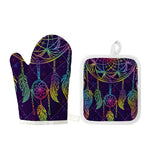 Rainbow Native Dream Catcher Print Oven Mitt And Pot Holder Set