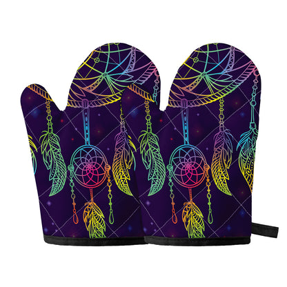Rainbow Native Dream Catcher Print Oven Mitts