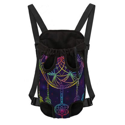 Rainbow Native Dream Catcher Print Pet Carrier Backpack