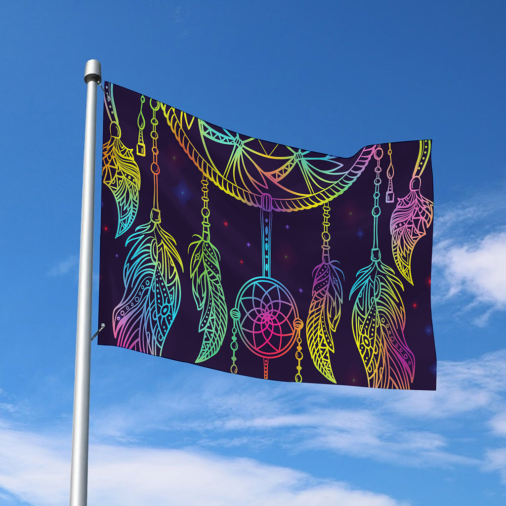 Rainbow Native Dream Catcher Print Polyester Flag