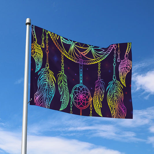 Rainbow Native Dream Catcher Print Polyester Flag