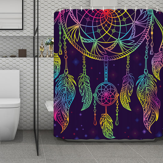 Rainbow Native Dream Catcher Print Polyester Shower Curtain
