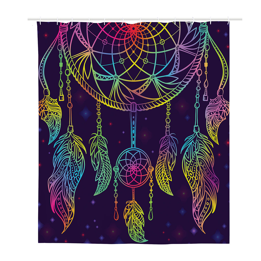 Rainbow Native Dream Catcher Print Polyester Shower Curtain