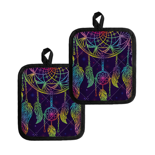 Rainbow Native Dream Catcher Print Pot Holders