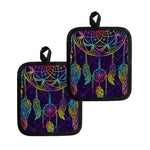Rainbow Native Dream Catcher Print Pot Holders