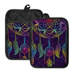 Rainbow Native Dream Catcher Print Pot Holders With Pocket